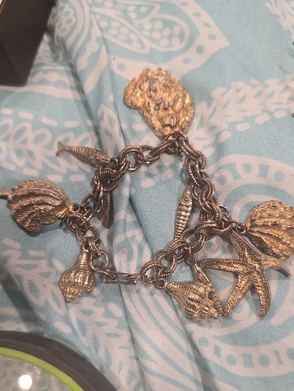Vintage Gold-Tone Seashell Charm Bracelet As Is